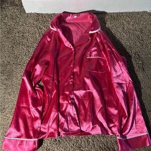 SHEIN Pink Satin Pajama Set